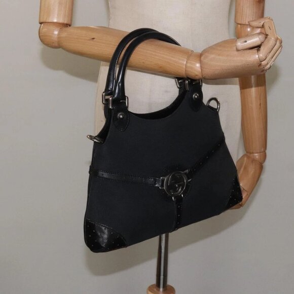 GUCCI Hand Bag Canvas Black Auth - Picture 1 of 16